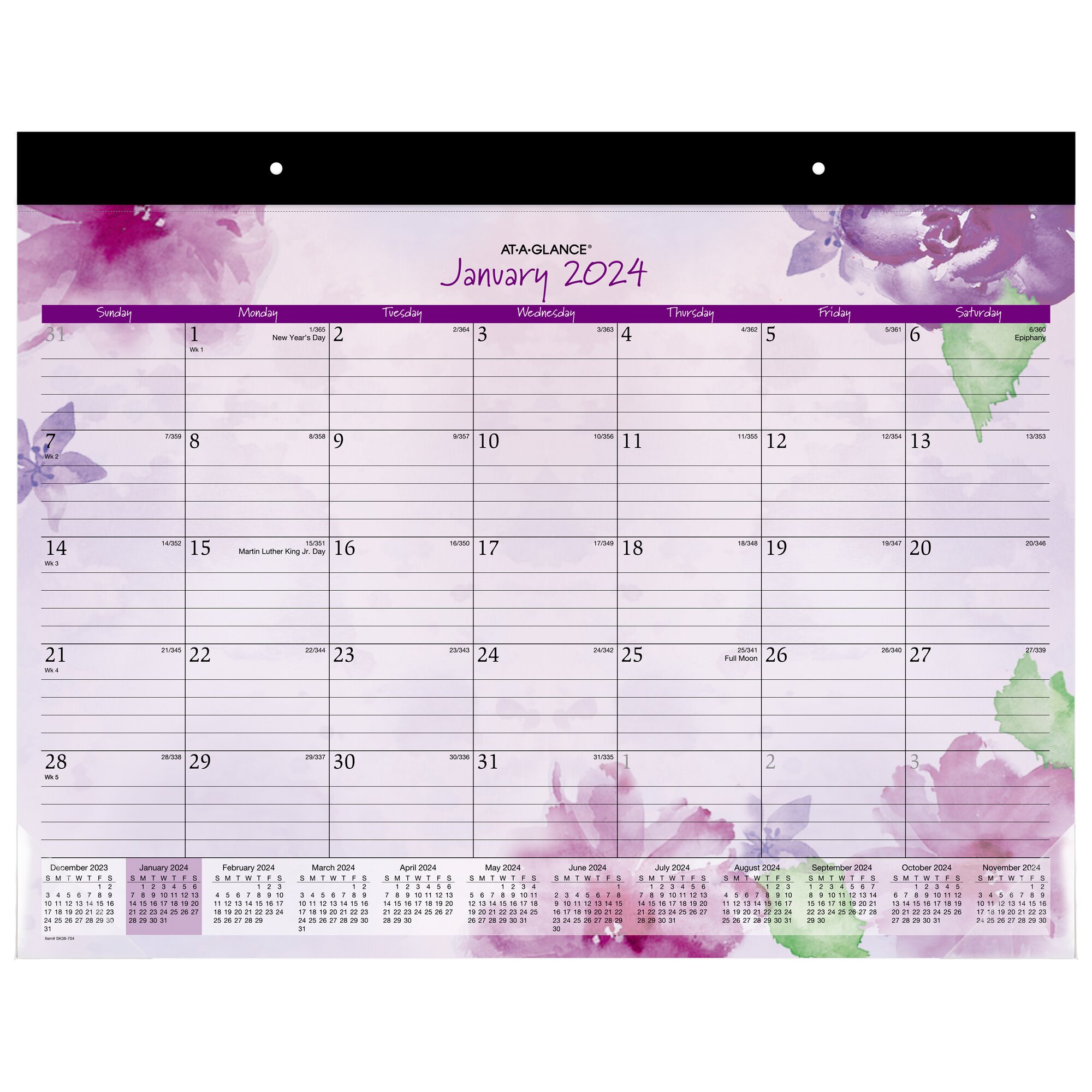 AT-A-GLANCE Beautiful Day 2024 Monthly Desk Pad Calendar Standard 21 34