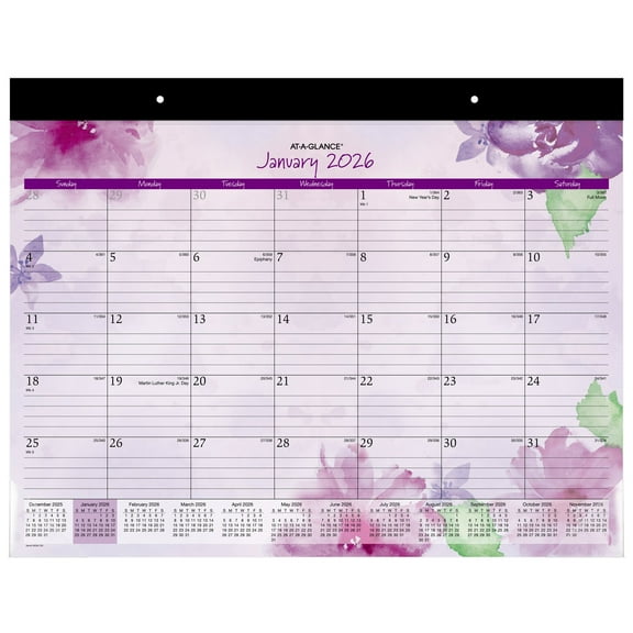 AT-A-GLANCE Beautiful Day 2026 Monthly Desk Pad Calendar Standard 21 34 x 17 -