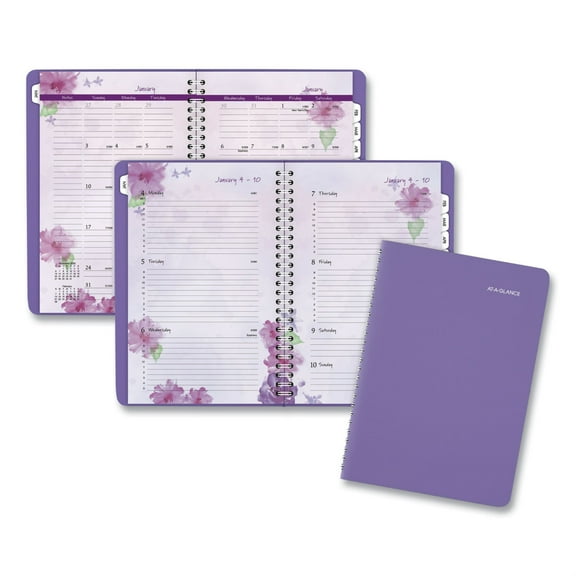 AT-A-GLANCE Beautiful Day 13-Month Weekly/Monthly Appointment Book/Planner, 8 a.m. to 5 p.m., 5-1/2" x 8-1/2", Lavender, January 2020 to January 2021