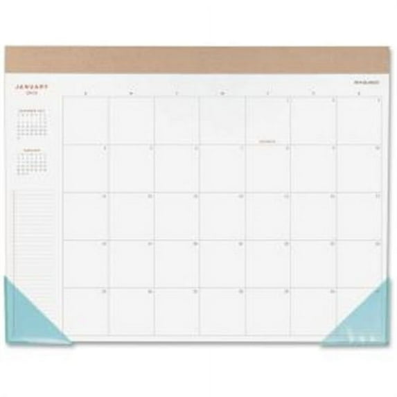 AT-A-GLANCE Collection Monthly Desk Pad, Textured Headband, 22 x 17, White, 2017