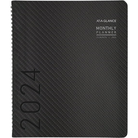AT-A-GLANCE Contemporary 2024 Monthly Planner Charcoal Large 9 x 11 - Monthly