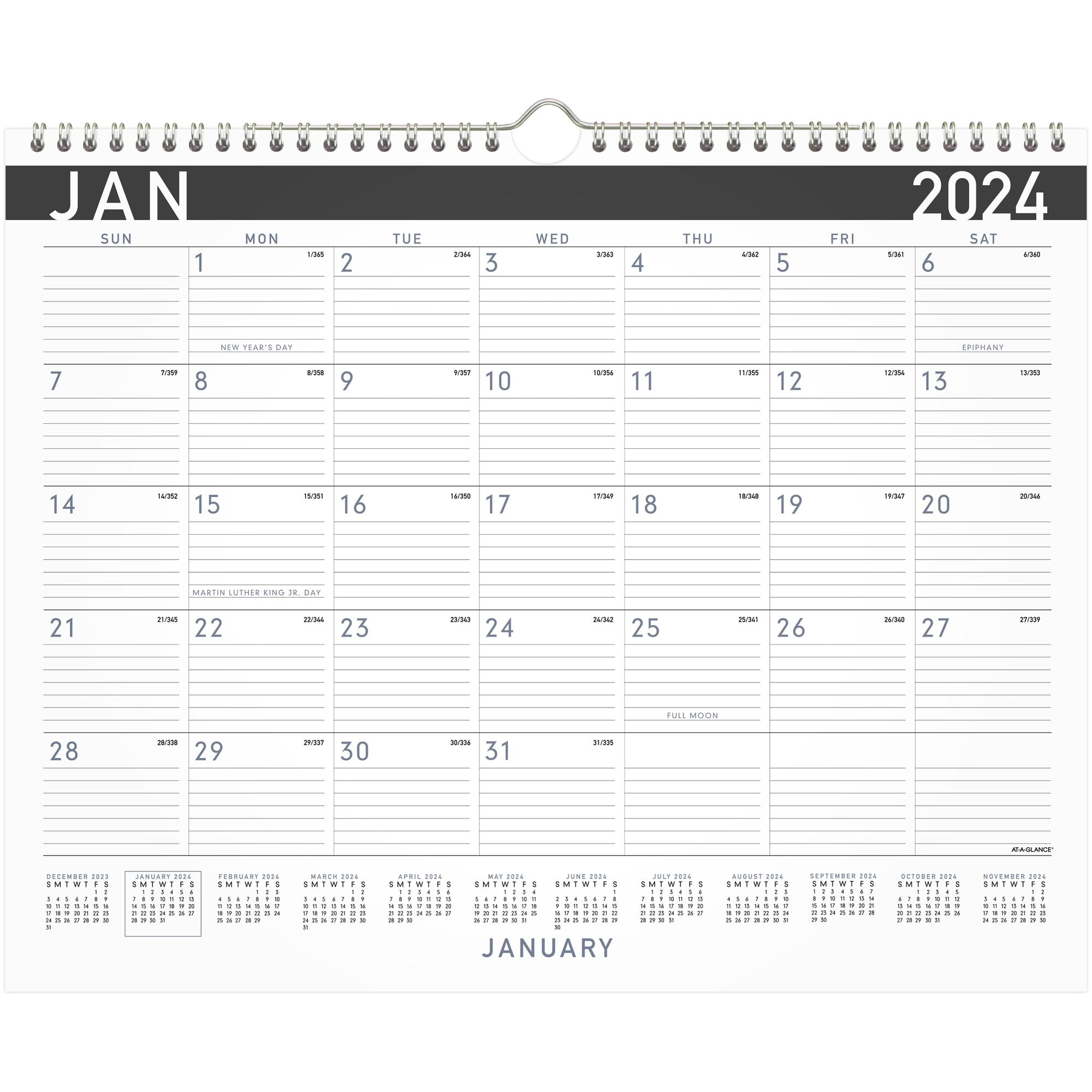 ATAGLANCE Contemporary 2024 Monthly Wall Calendar Medium 15 x 12
