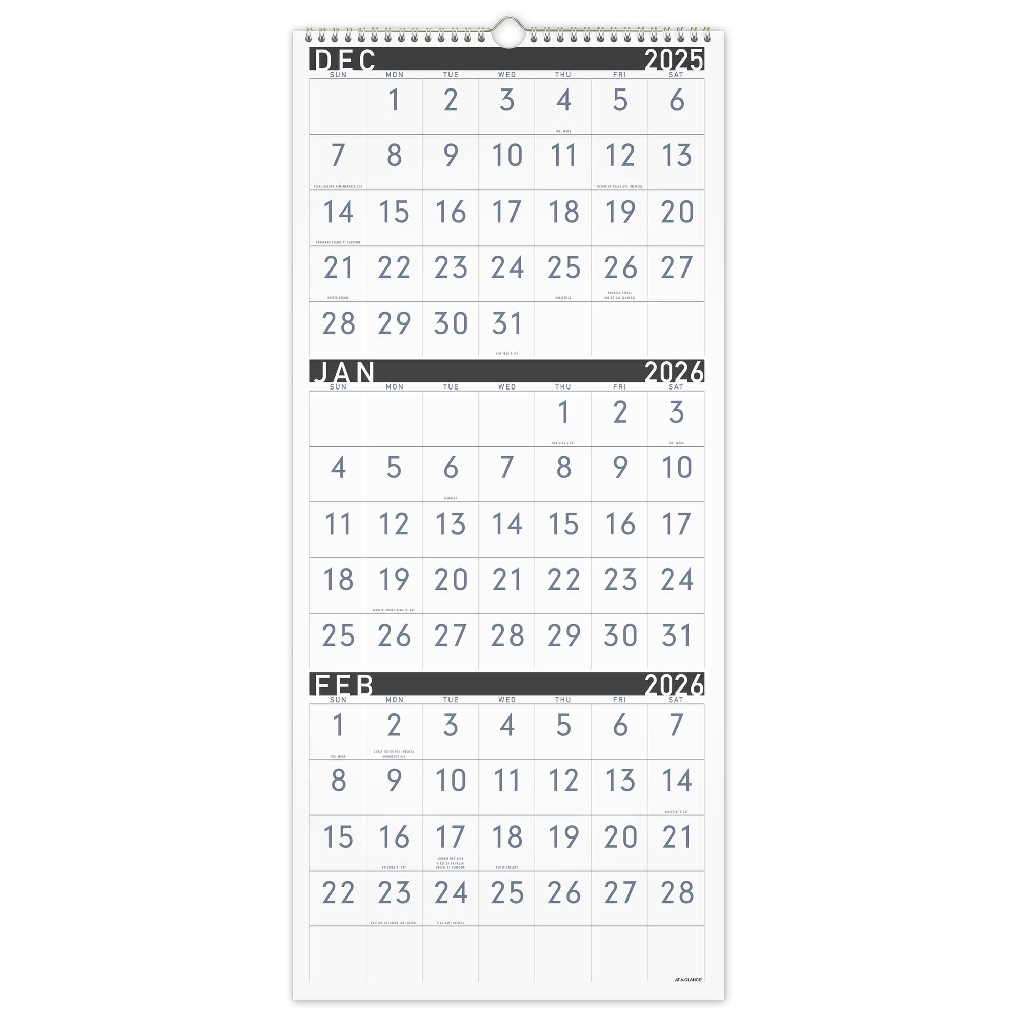 Walmart exclusive discounts  AT-A-GLANCE Contemporary 2026 3-Month Reference Wall Calendar Large 12 x 27 -