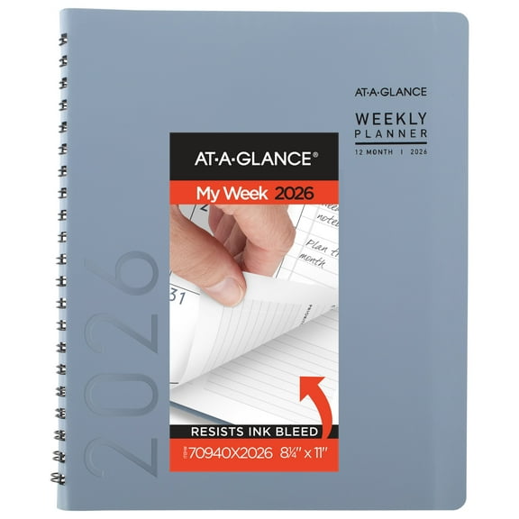 AT-A-GLANCE Contemporary 2026 Weekly Monthly Planner Drizzle Large 8 14 x 11 -