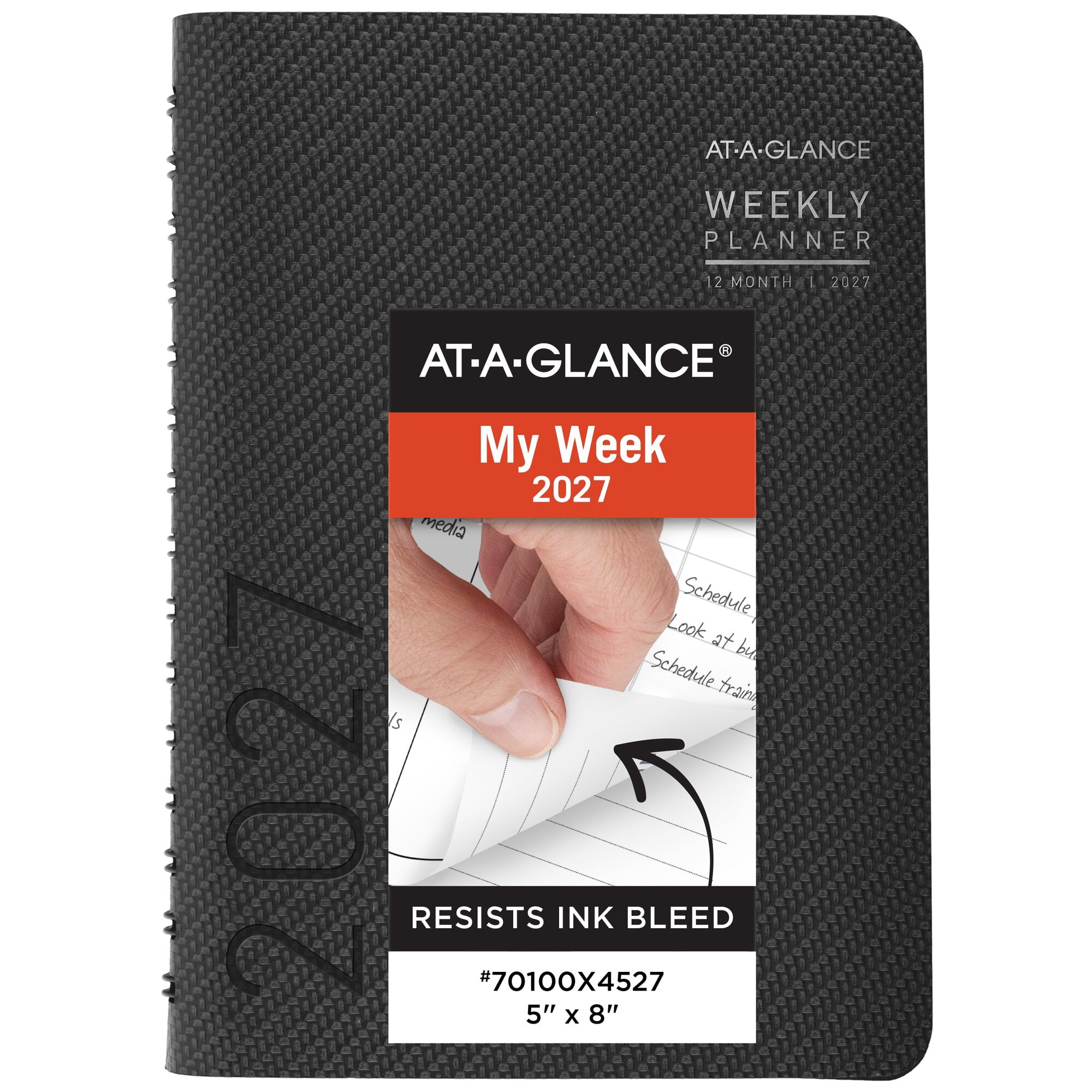 AT-A-GLANCE Contemporary 2027 Weekly Monthly Planner Charcoal Small 5 x 8 -