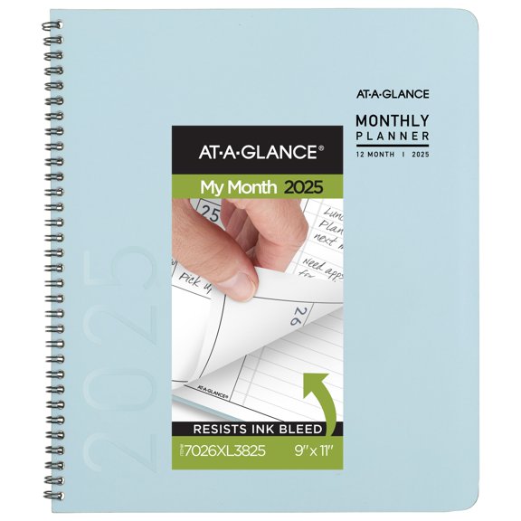 AT-A-GLANCE Contemporary Lite 2025 Monthly Planner Sky Blue Large 9 x 11 -
