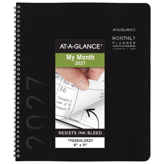 AT-A-GLANCE Contemporary Lite 2027 Monthly Planner Black Large 9 x 11 - Monthly
