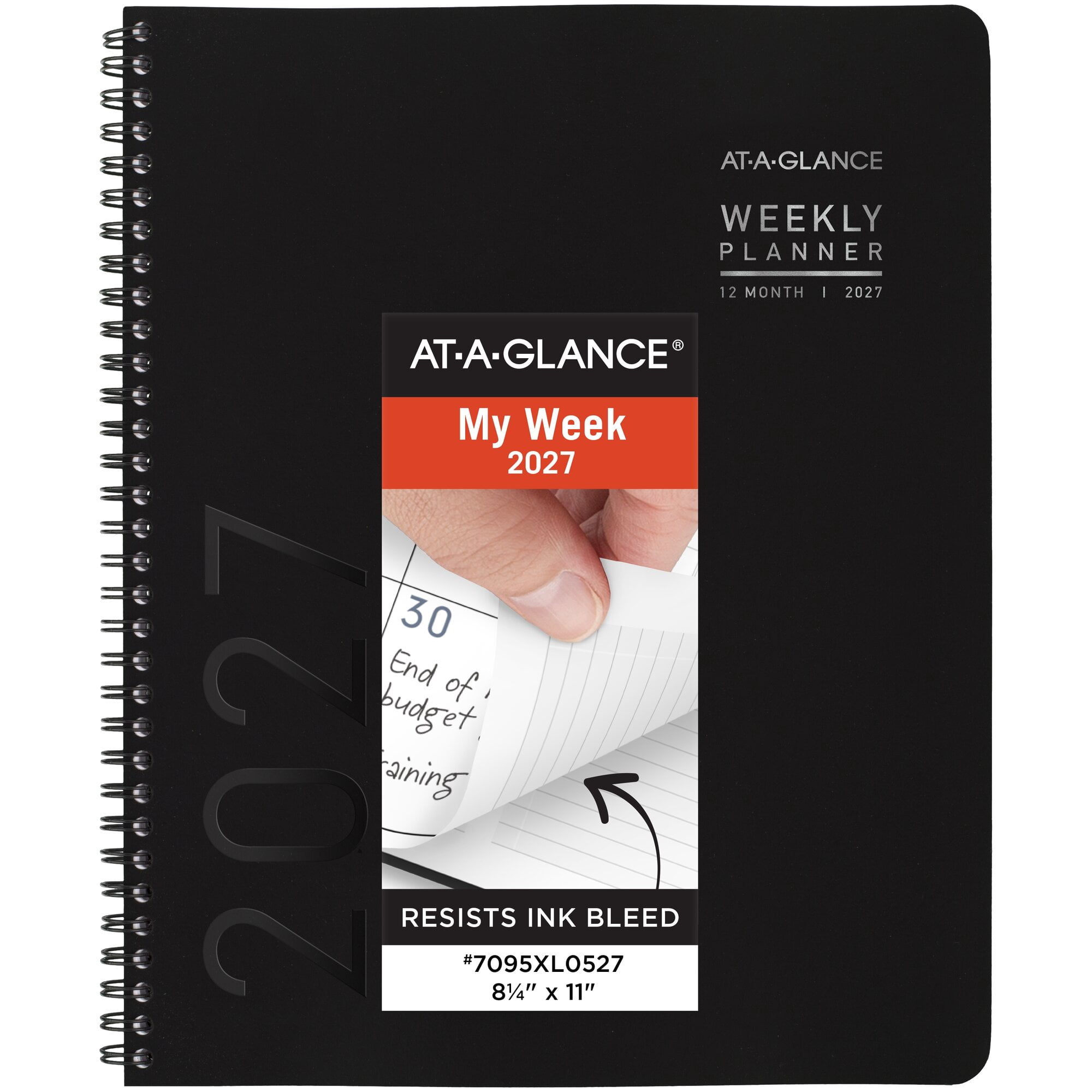 AT-A-GLANCE Contemporary Lite 2027 Weekly Monthly Planner Black Large 8 14 x 11
