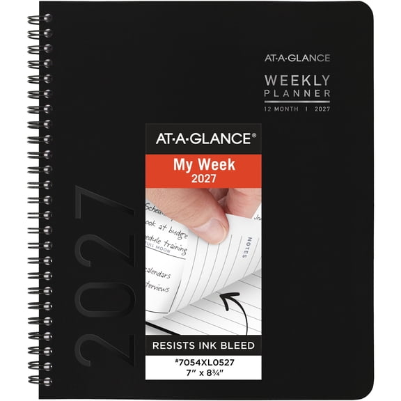 AT-A-GLANCE Contemporary Lite 2027 Weekly Monthly Planner Black Medium 7 x 8 34