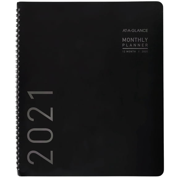 AT-A-GLANCE Contemporary Monthly Planner, 9" x 11", Black, January 2021 to