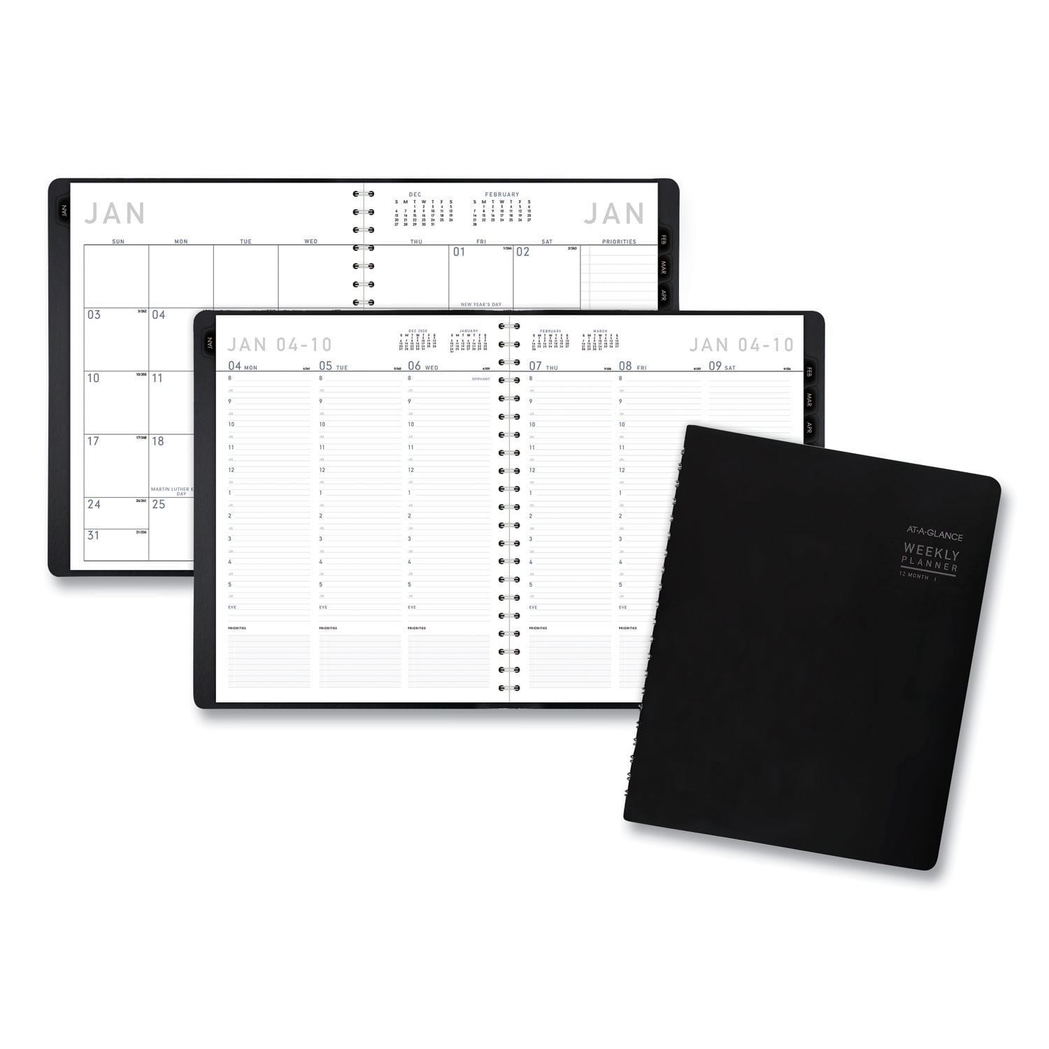 AT-A-GLANCE Contemporary Weekly/Monthly Planner, Column, 11" x 8.25", Black Cover, 2021