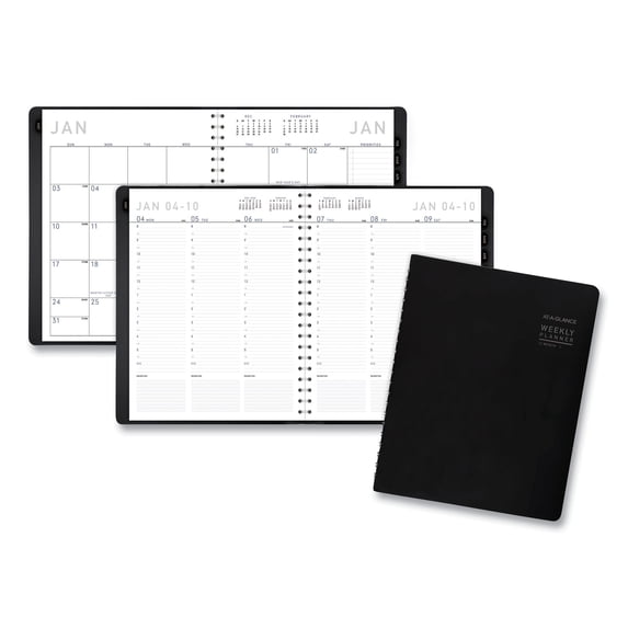 AT-A-GLANCE Contemporary Weekly/Monthly Planner, Column, 11" x 8.25", Black Cover, 2021