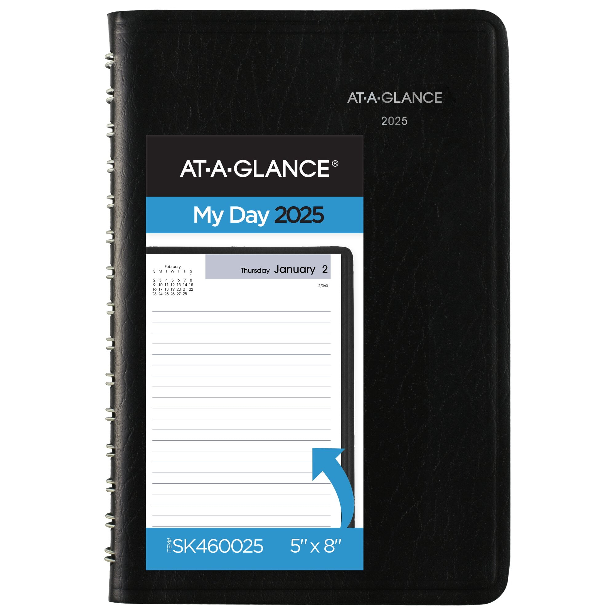 AT-A-GLANCE DayMinder 2025 Basic Daily Planner Black Small 5 x 8 - Daily
