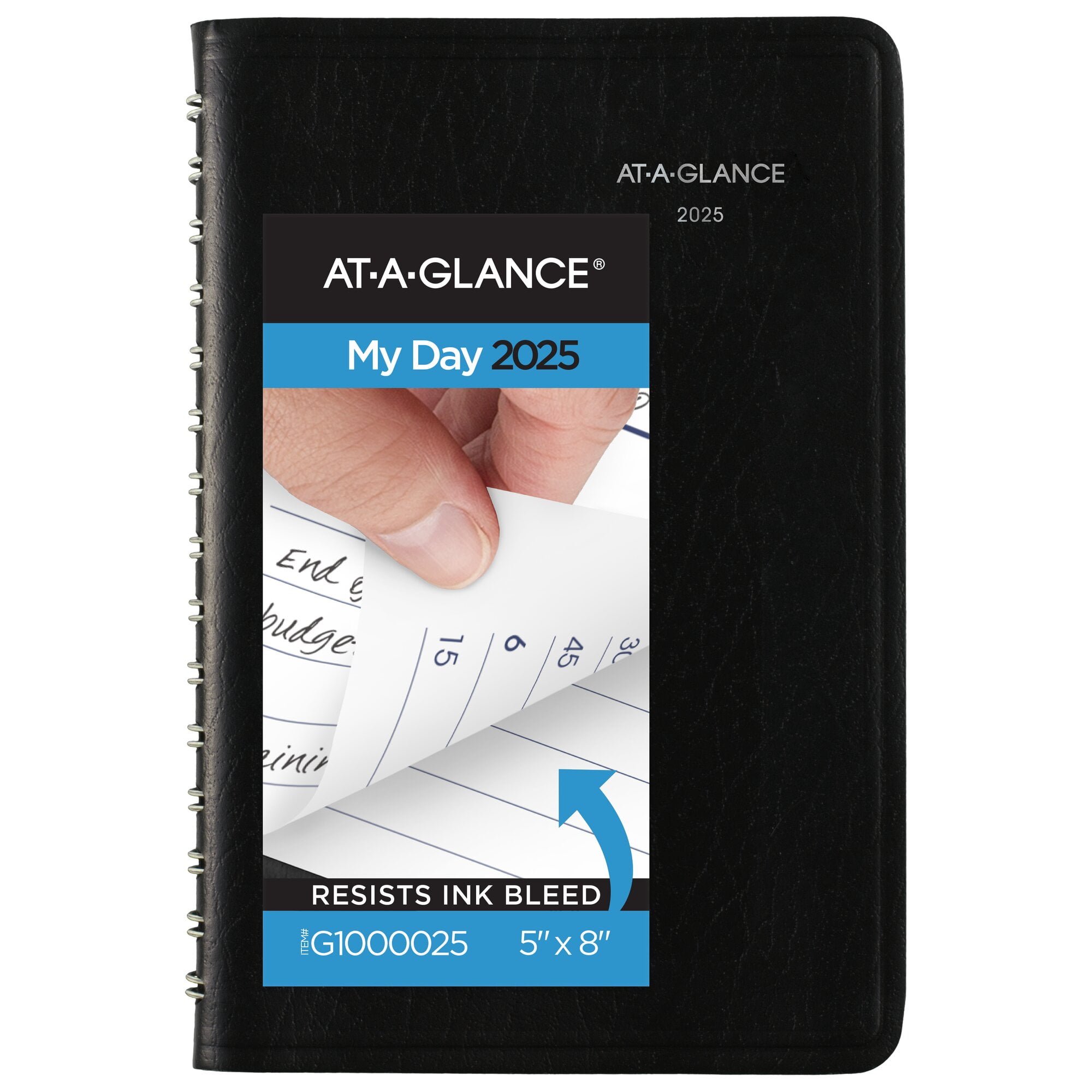 AT-A-GLANCE DayMinder 2025 Daily Appointment Book Planner Black Small 5 x 8 -
