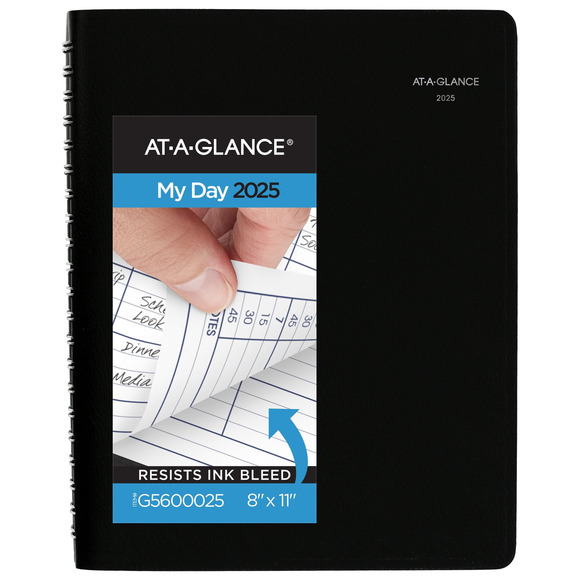 AT-A-GLANCE DayMinder 2025 Four Person Daily Appointment Book Black Large 8 x 11