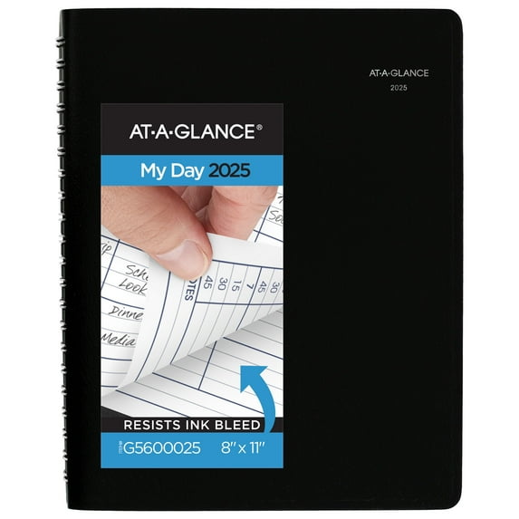 AT-A-GLANCE DayMinder 2025 Four Person Daily Appointment Book Black Large 8 x 11