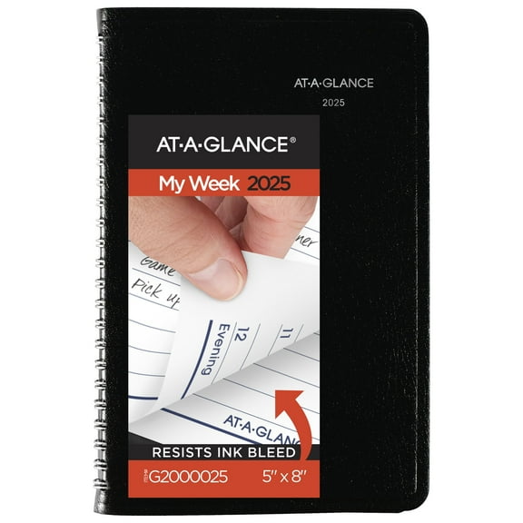 AT-A-GLANCE DayMinder 2025 Weekly Appointment Book Planner Black Small 5 x 8 -