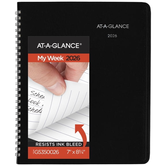 AT-A-GLANCE DayMinder 2026 Block Style Weekly Planner Black Medium 7 x 8 34 -