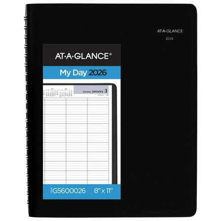 AT-A-GLANCE DayMinder 2026 Four Person Daily Appointment Book Black Large 8 x 11