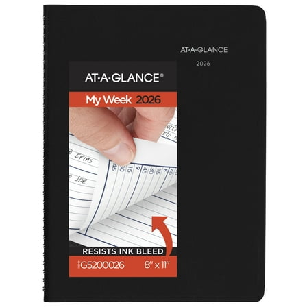 AT-A-GLANCE DayMinder 2026 Weekly Appointment Book Planner Black Large 8 x 11 -
