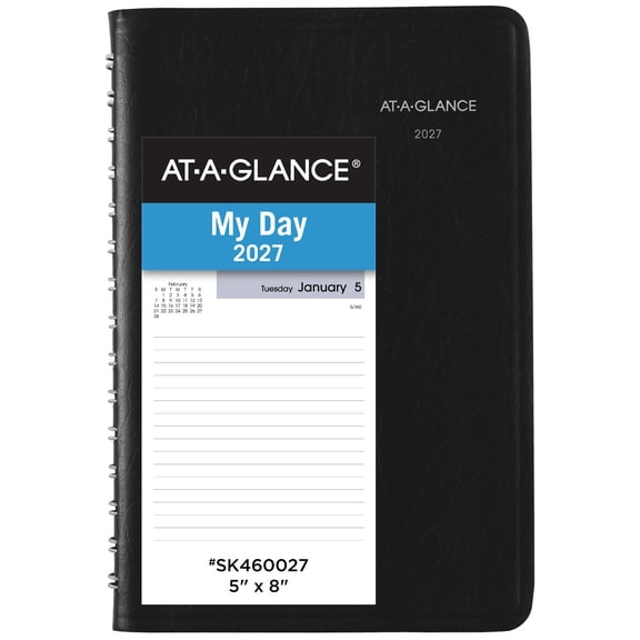 AT-A-GLANCE DayMinder 2027 Basic Daily Planner Black Small 5 x 8 - Daily