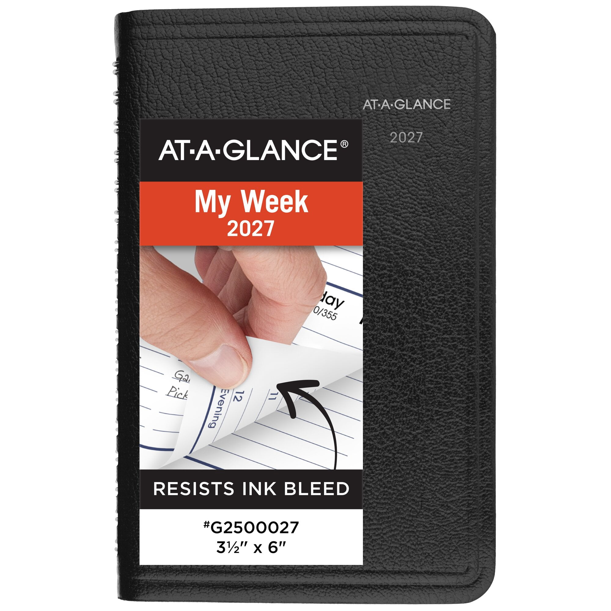 AT-A-GLANCE DayMinder 2027 Weekly Appointment Book Planner Black Pocket 3 12 x 6