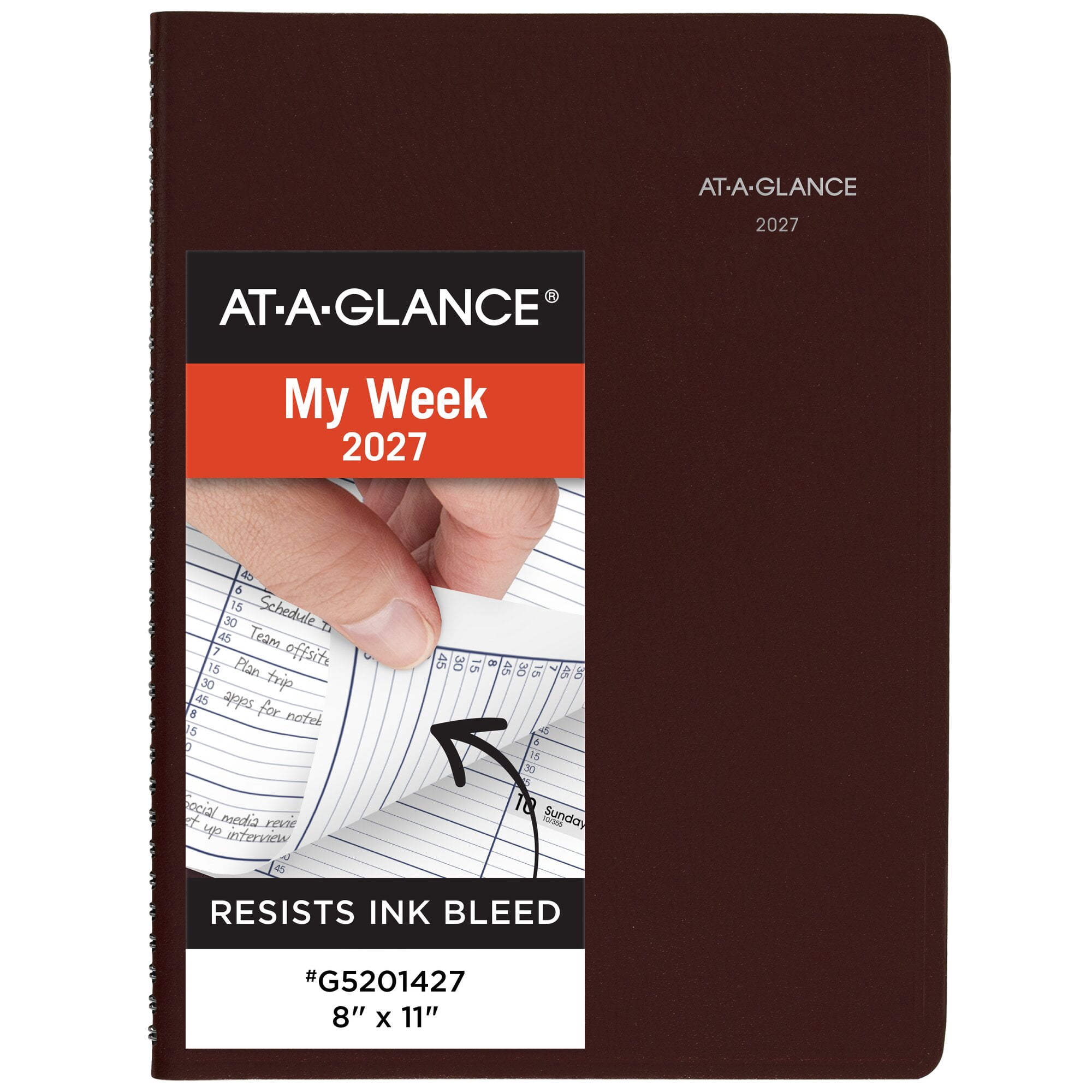 AT-A-GLANCE DayMinder 2027 Weekly Appointment Book Planner Burgundy Large 8 x 11