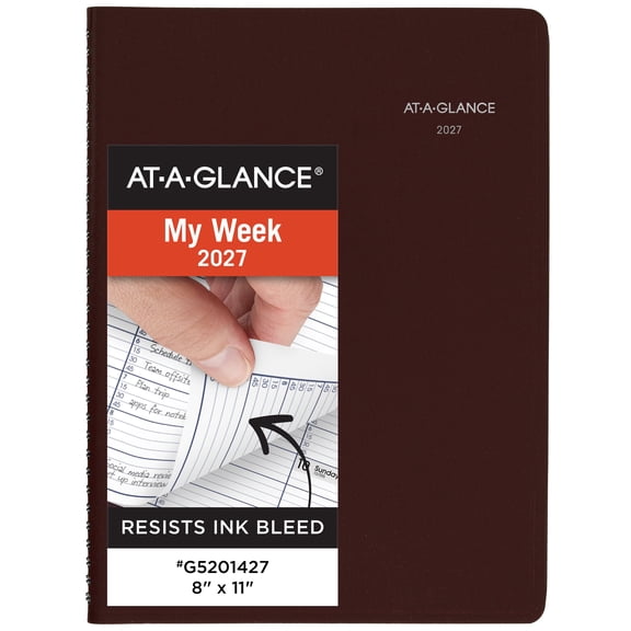 AT-A-GLANCE DayMinder 2027 Weekly Appointment Book Planner Burgundy Large 8 x 11