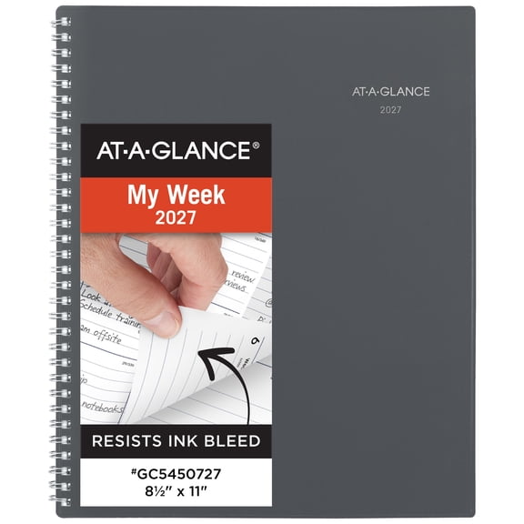 AT-A-GLANCE DayMinder 2027 Weekly Monthly Planner Gray Large 8 12 x 11 - Weekly