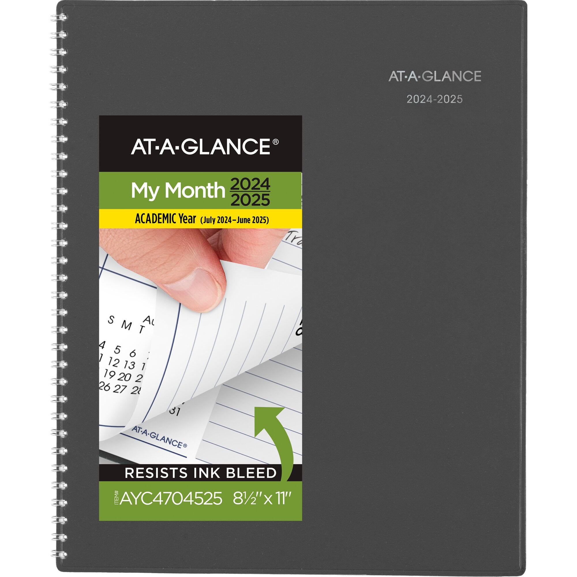 ATAGLANCE DayMinder Academic 20242025 Monthly Planner Charcoal Large