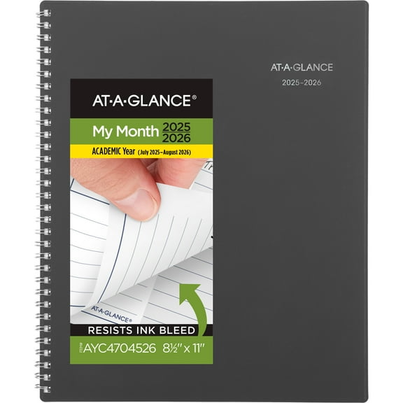 AT-A-GLANCE DayMinder Academic 2025-2026 Monthly Planner Charcoal Large 8 12 x