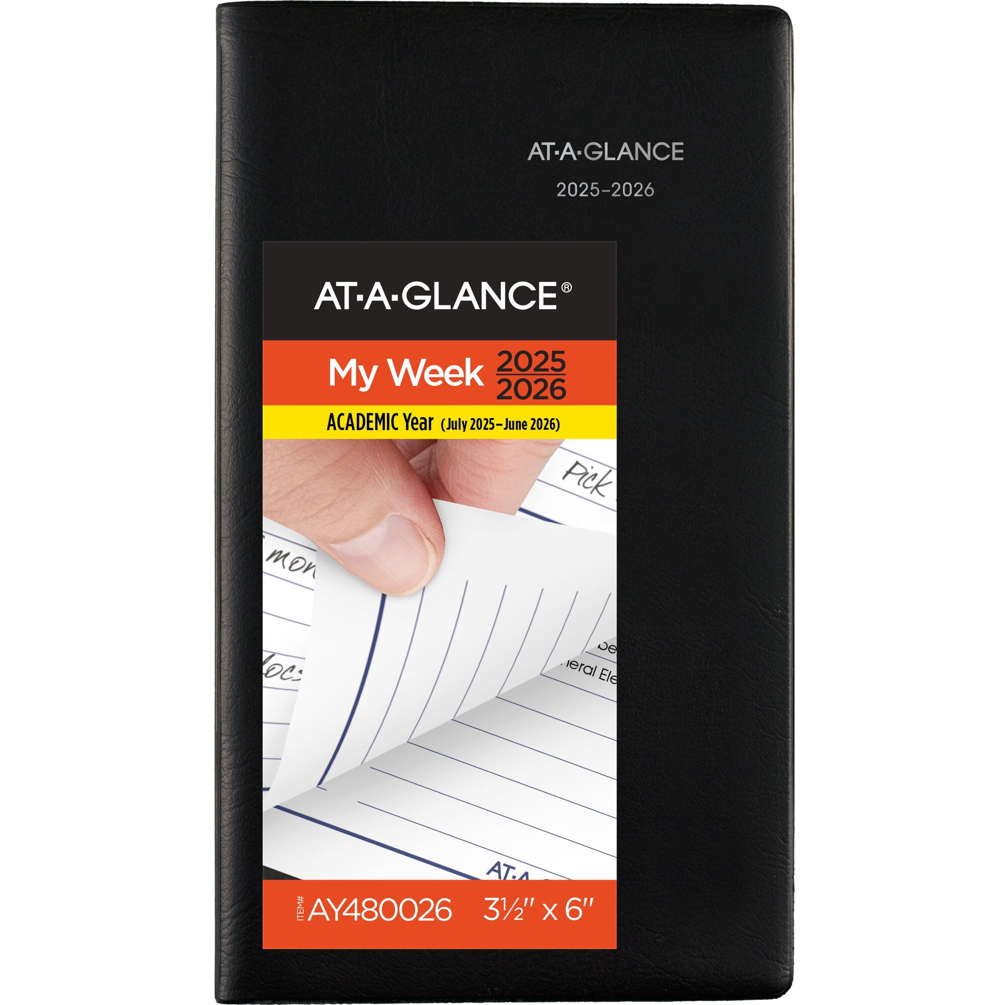 AT-A-GLANCE DayMinder Academic Weekly Planner 2025-2026, 12-Month, 3.5" x 6", Pocket Size, Black Cover