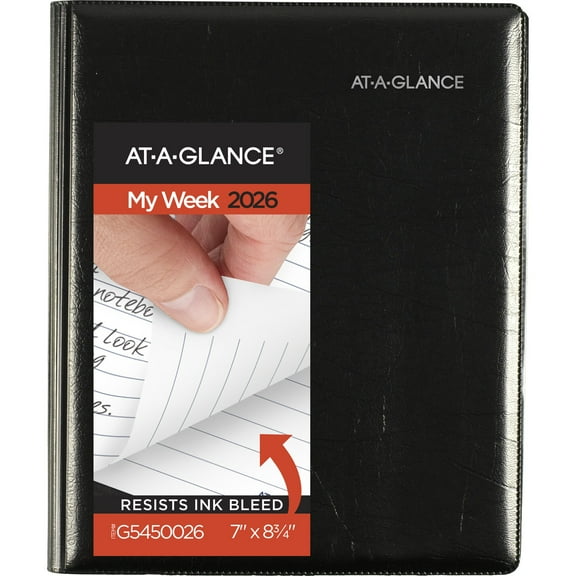 AT-A-GLANCE DayMinder Executive 2026 Refillable Weekly Monthly Planner Black