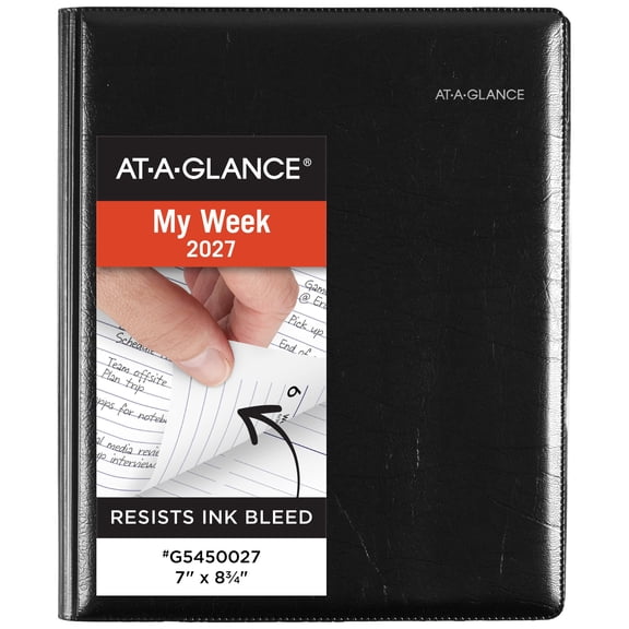 AT-A-GLANCE DayMinder Executive 2027 Refillable Weekly Monthly Planner Black