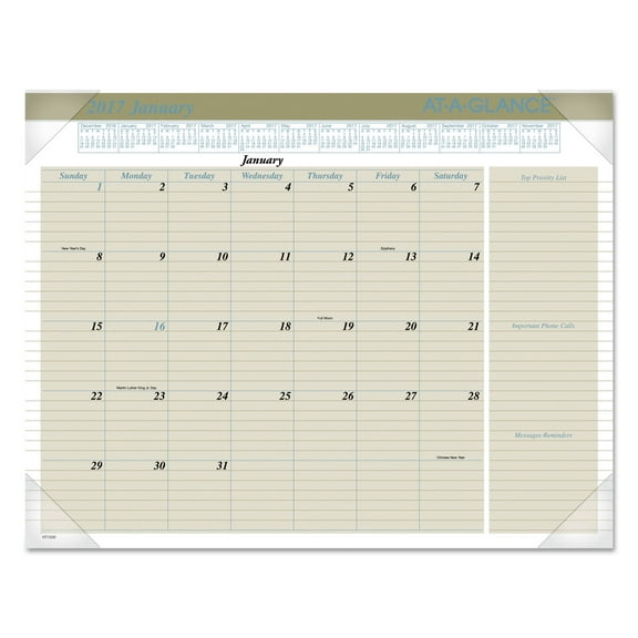 AT-A-GLANCE Executive Monthly Desk Pad Calendar, 22 x 17, Buff, 2018