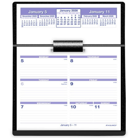AT-A-GLANCE FLIP-A-WEEK 2026 Desk Calendar and Base Complete Set Large 5 12 x 7