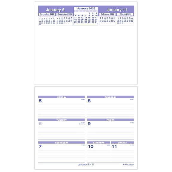 AT-A-GLANCE FLIP-A-WEEK 2026 Weekly Desk Calendar Refill Small 5 12 x 7 - Desk