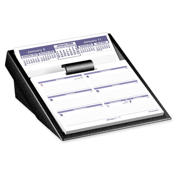 AT-A-GLANCE FLIP-A-WEEK 2027 Desk Calendar and Base Complete Set Large 7 x 5 12