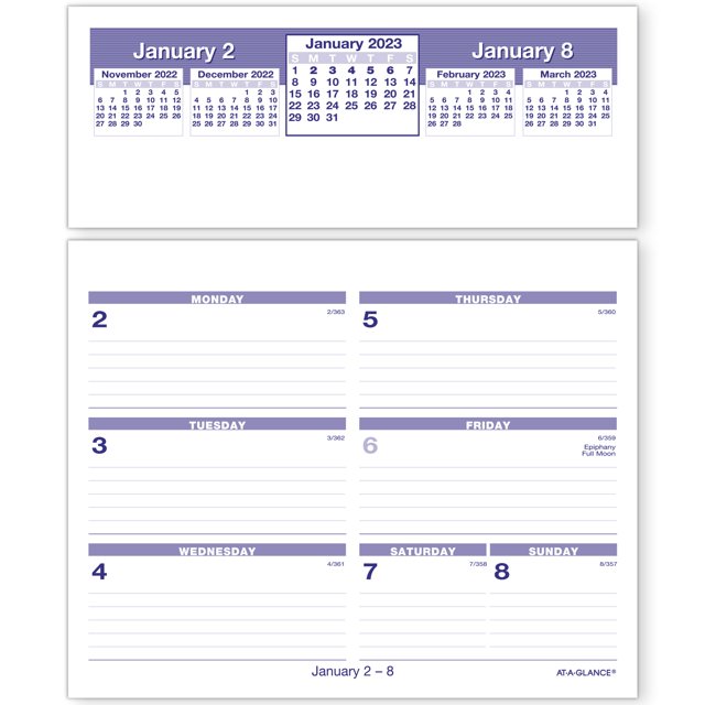ATAGLANCE FlipAWeek Desk Calendar Refill 7 x 6, White Sheets, 2023