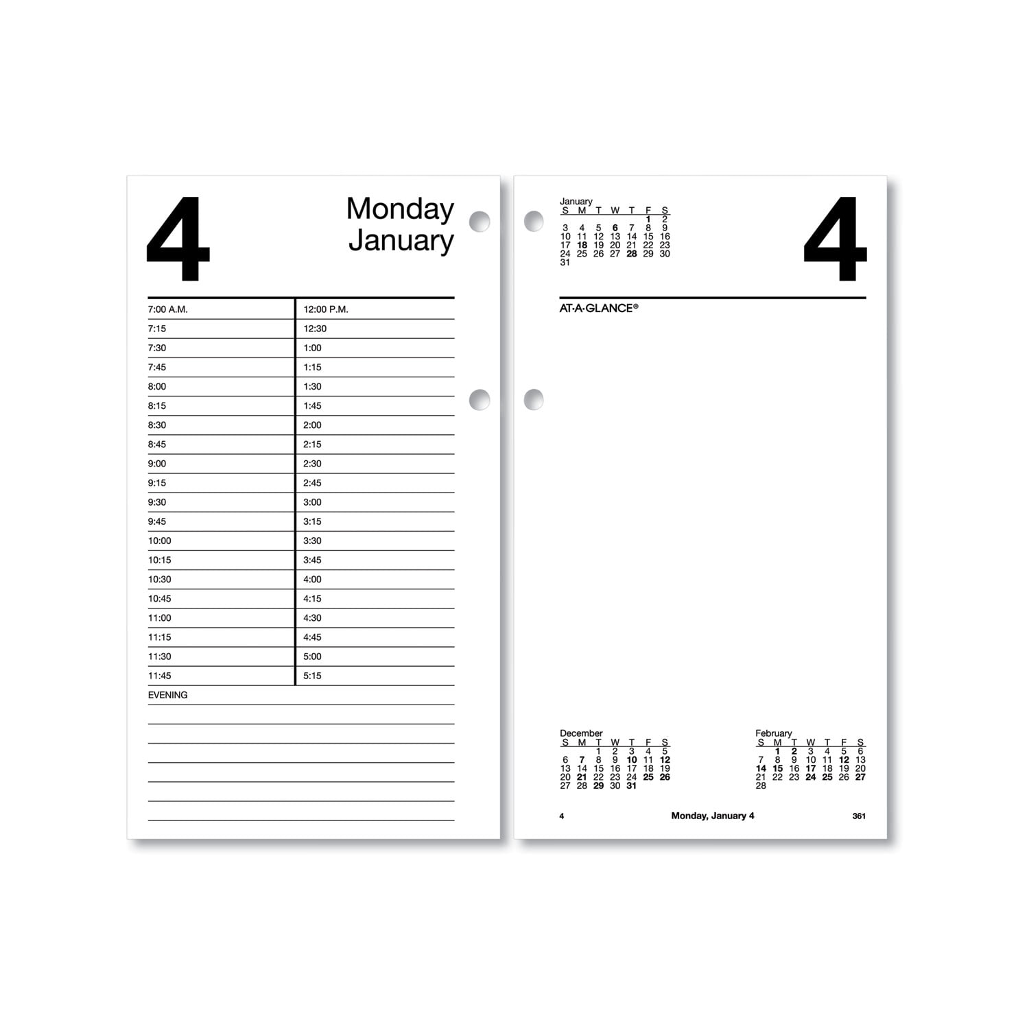 ATAGLANCE Large Desk Calendar Refill, 4.5" x 8", White, 2021