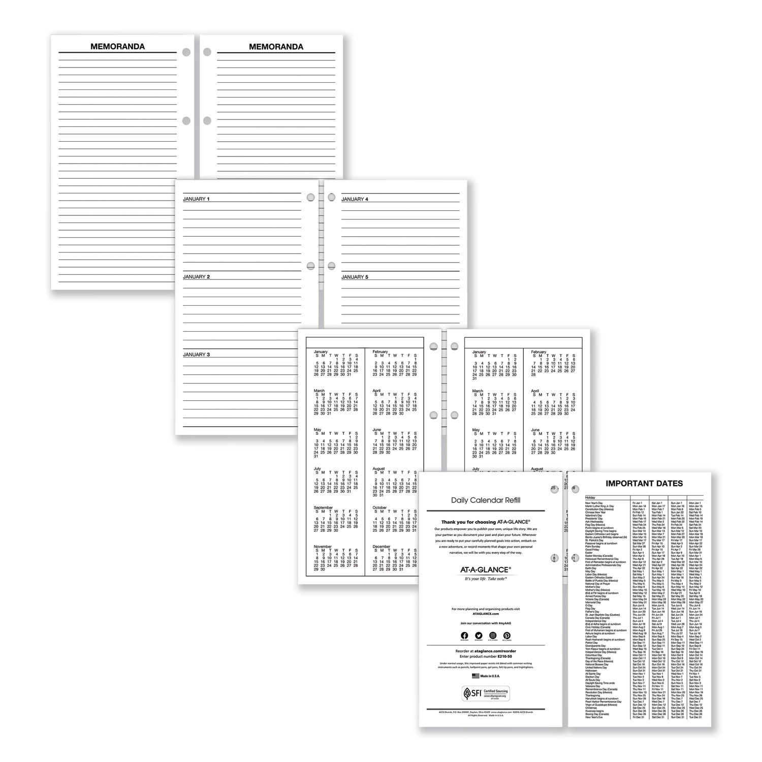 ATAGLANCE Large Desk Calendar Refill, 4.5 x 8, White Sheets, 12Month