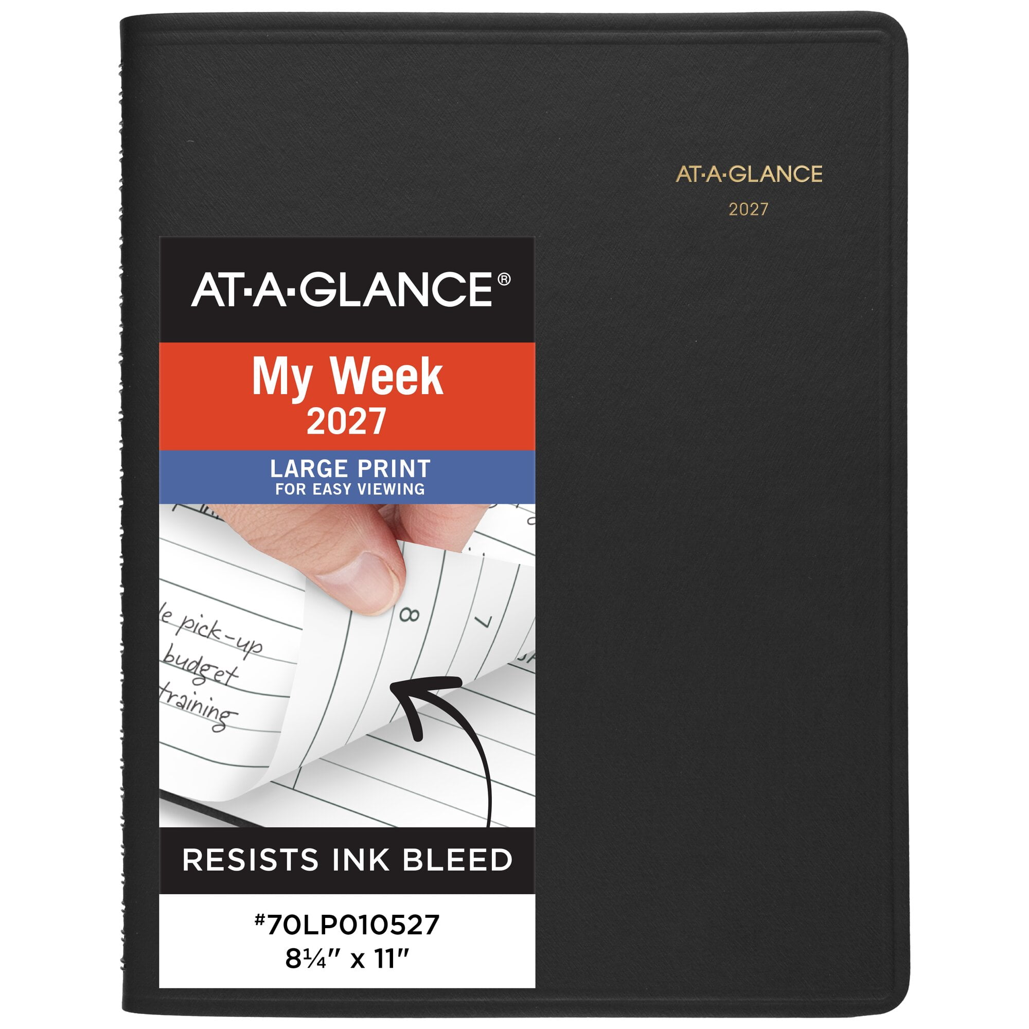 AT-A-GLANCE Large Print 2027 Weekly Appointment Book Planner Black Large 8 14 x