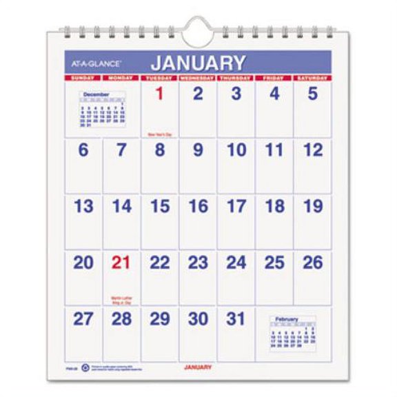 AT-A-GLANCE Mini Monthly Wall Calendar, 6 1/2 x 7 1/2, White, 2017 PM52813