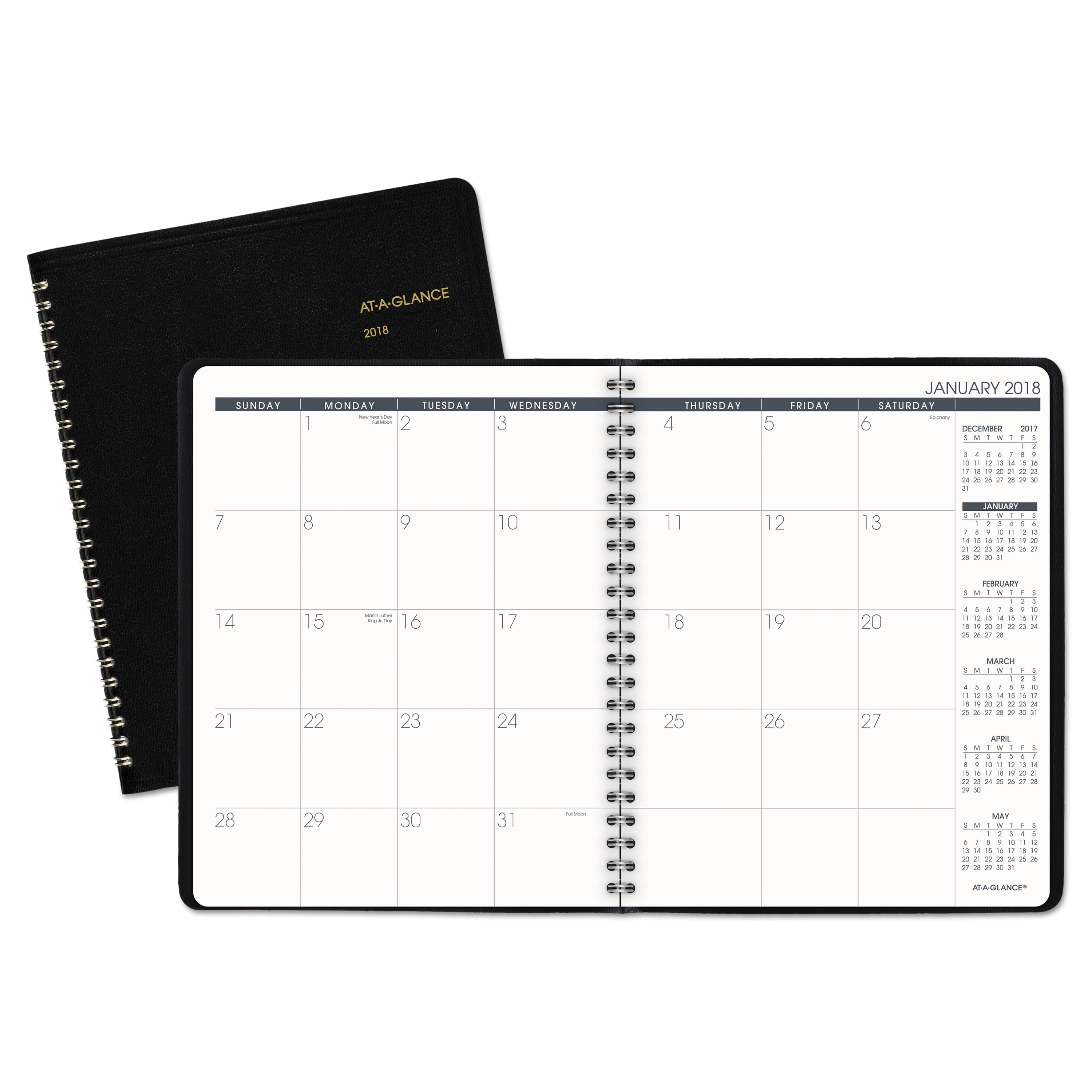 AT-A-GLANCE Monthly Planner, 6 7/8 x 8 3/4, Black, 2018