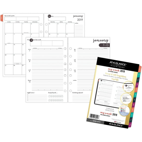 AT-A-GLANCE Planner Refill f/Harmony Wkly/Mthly Jan-Dec 5-1/2"x8-1/2" 60994111