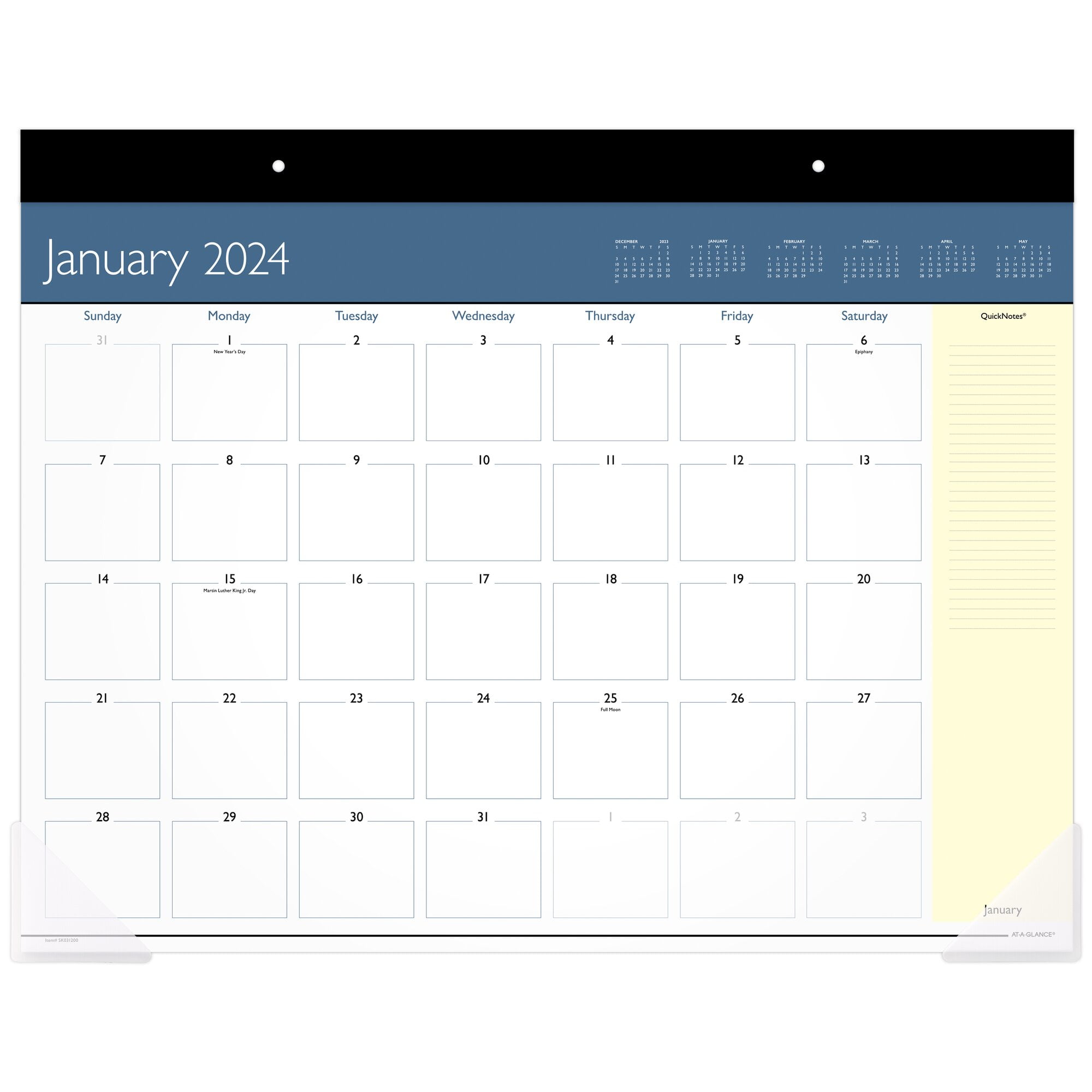 ATAGLANCE QuickNotes 2024 Monthly Desk Pad Calendar Open Format