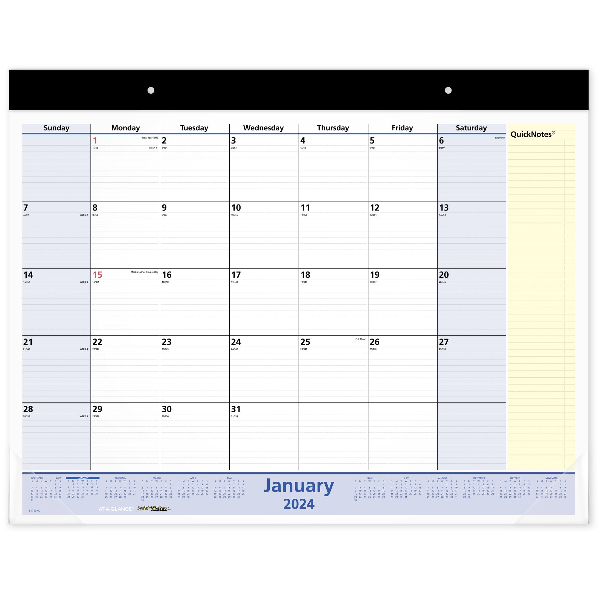 ATAGLANCE QuickNotes 2024 Monthly Desk Pad Calendar Standard 22 x 17