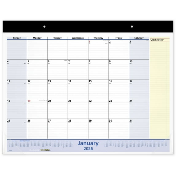 AT-A-GLANCE QuickNotes 2026 Monthly Desk Pad Calendar Standard 21 34 x 17 - Desk