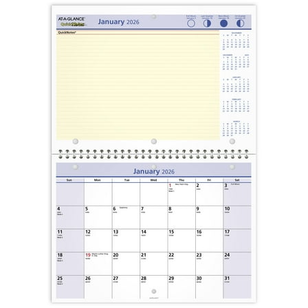 AT-A-GLANCE QuickNotes 2026 Monthly Desk Wall Calendar Small 11 x 8 - Monthly