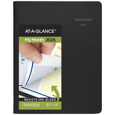AT-A-GLANCE QuickNotes 2026 Monthly Planner Black Large 8 14 x 11 - Monthly